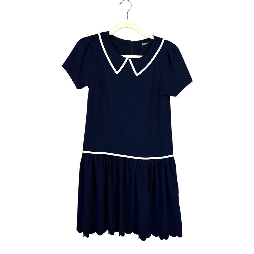 DEAR CREATURES Sailor Dress Navy White Piping Nautical Retro Size XS Peter Pan